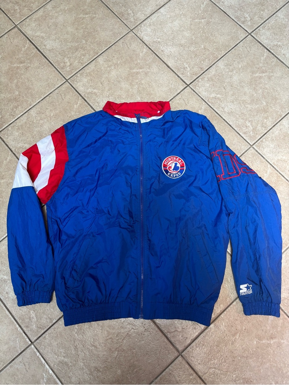 STARTER Blue Windbreaker with Red and White Accents